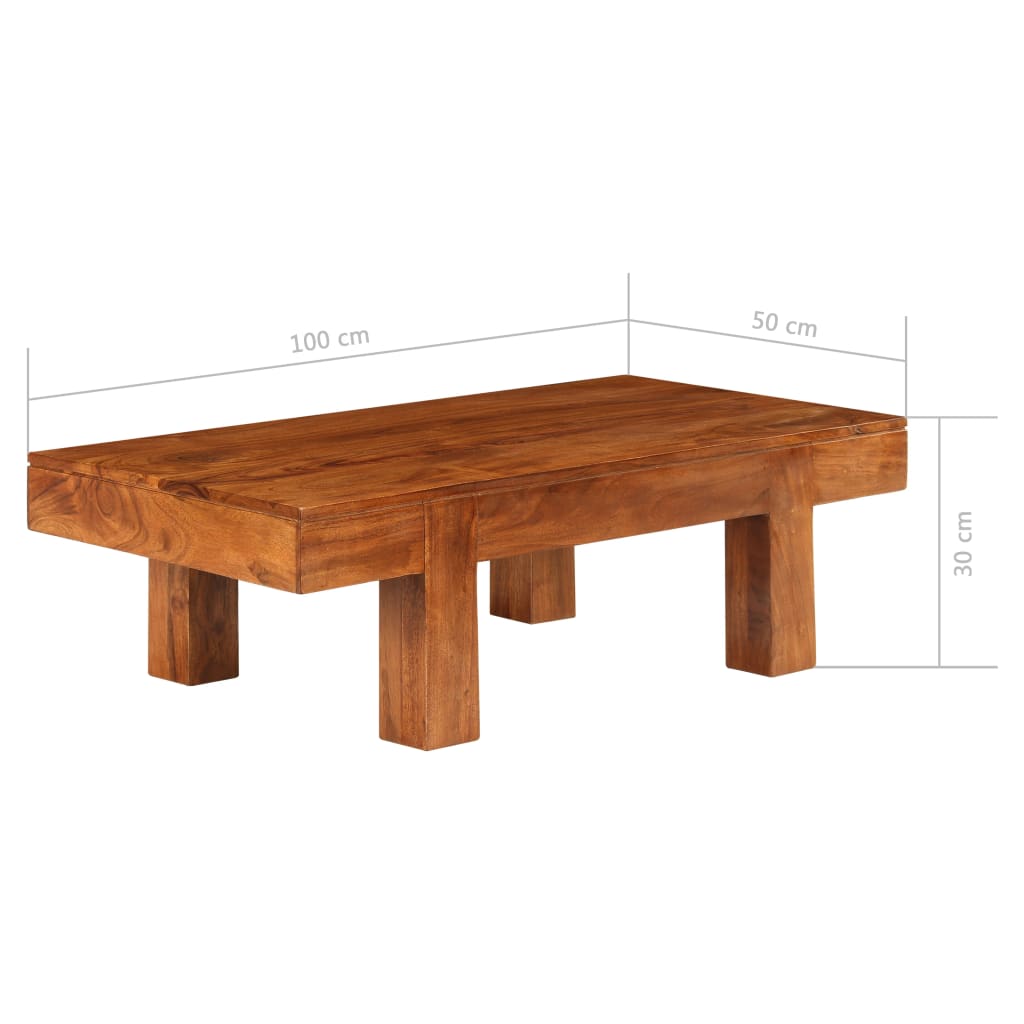 Sofabord 100x50x30 Cm Massivt Akacietræ Med Honningfinish - Billede 11