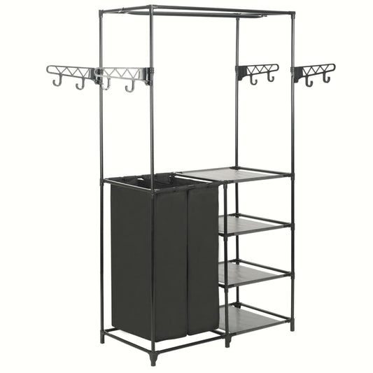Tøjstativ 87X44X158 Cm Stål Og Ikke-Vævet Stof Sort Sort Og Gennemsigtig