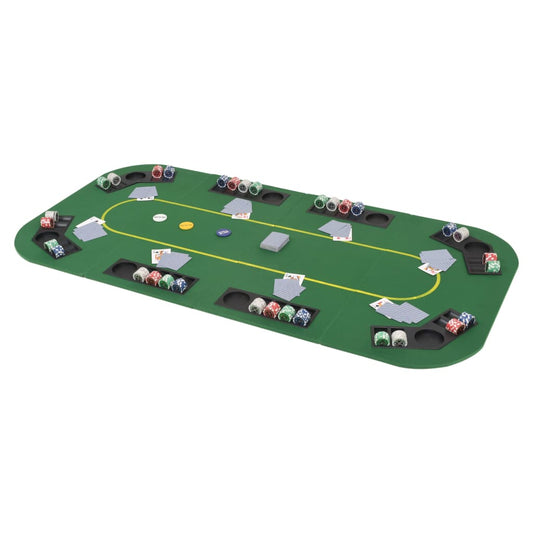 Foldbar Pokerbordplade Til 8 Spillere Rektangulær Grøn