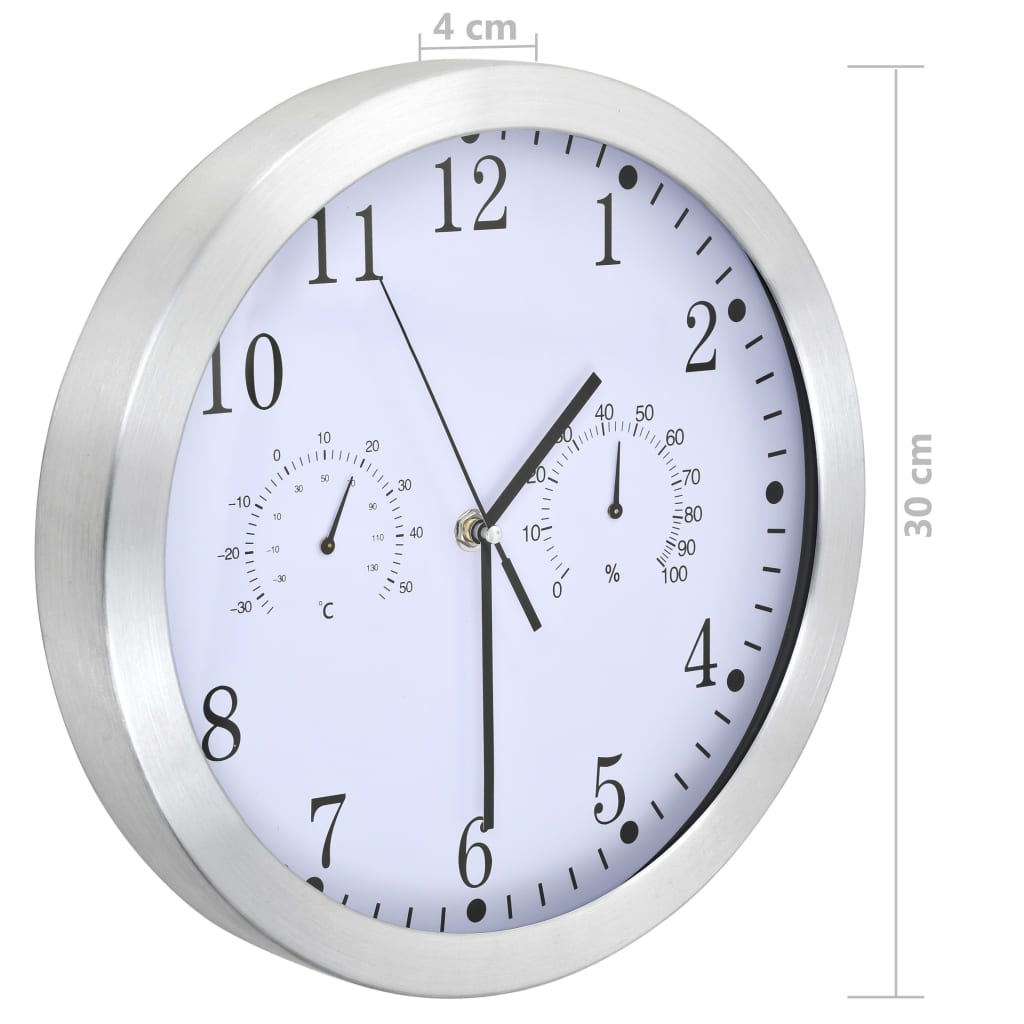 Vægur Med Kvarts-urværk Hygrometer Og Termometer 30 Cm - Billede 6