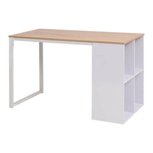 Skrivebord 120X60X75 Cm Egetræsfarvet Og Hvid