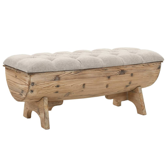Opbevaringsbænk Massivt Træ Og Stof 103 X 51 X 44 Cm