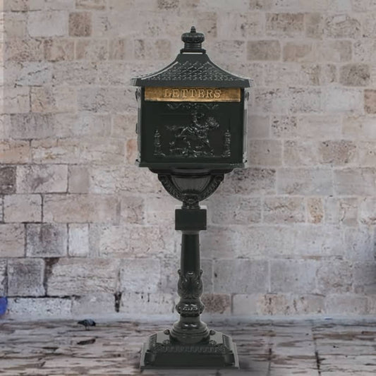 Postkasse Med Piedestal Aluminium Vintagestil Rustbestandig