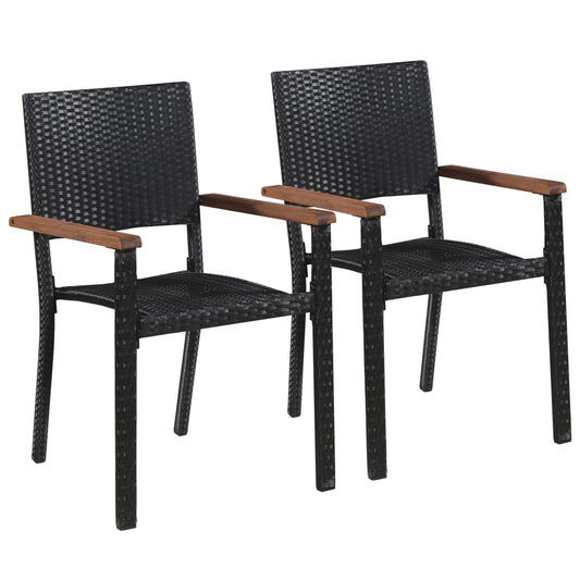 Havestole 2 Stk. Polyrattan Sort Lysegrå