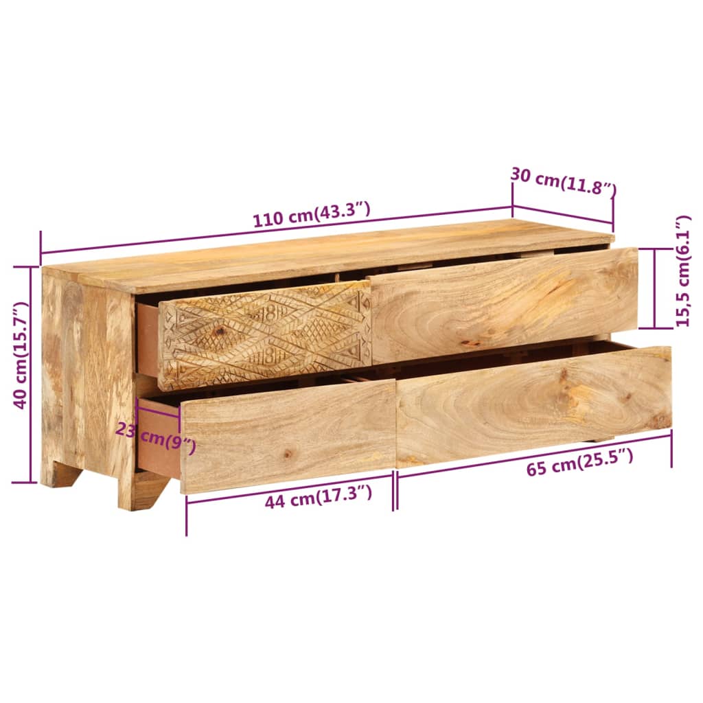 Tv-skab 110x30x40 Cm Massivt Akacietræ Brun - Billede 8
