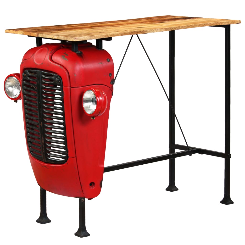Barbord Traktordesign Massivt Mangotræ Rød + Brun