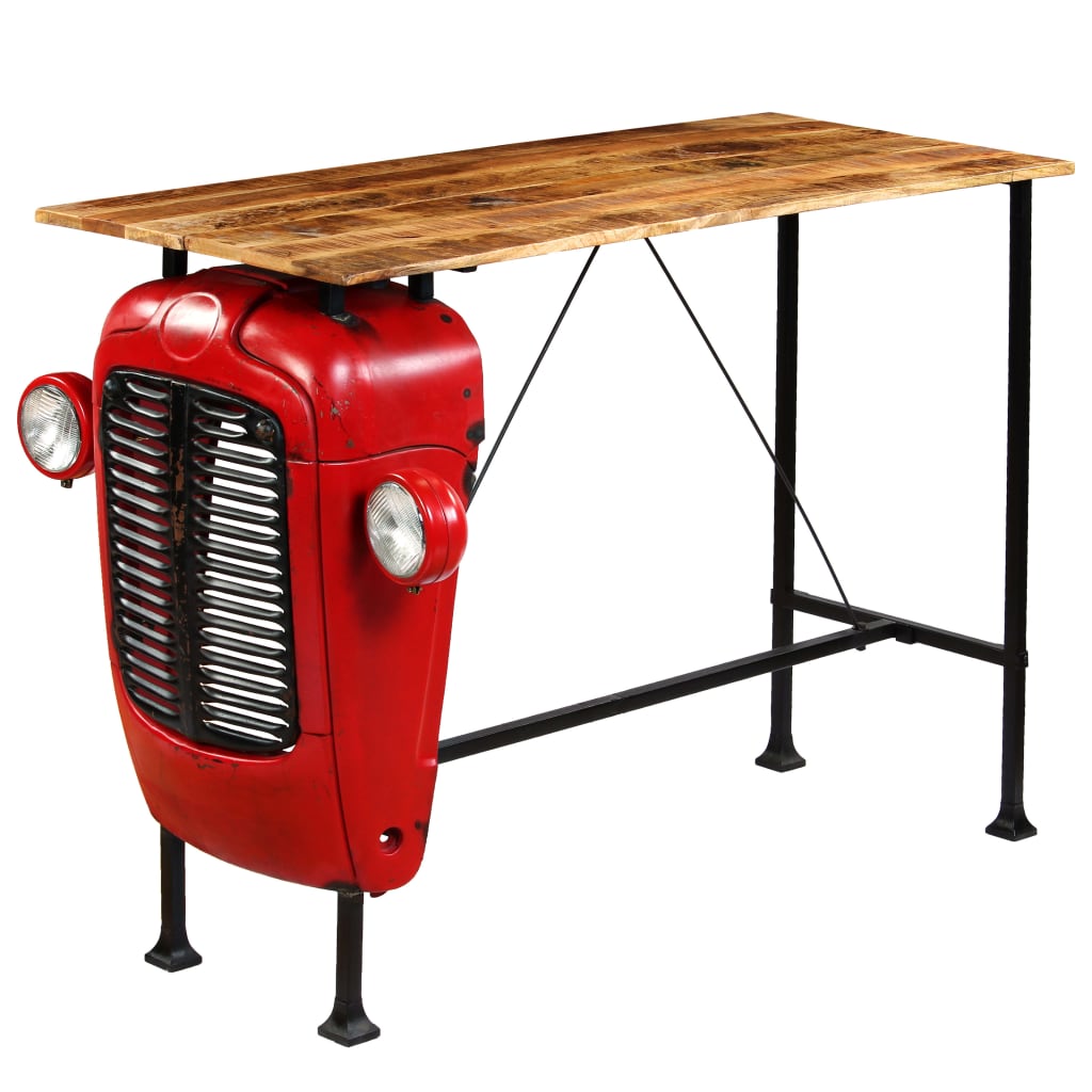 Barbord Traktordesign Massivt Mangotræ Rød + Brun