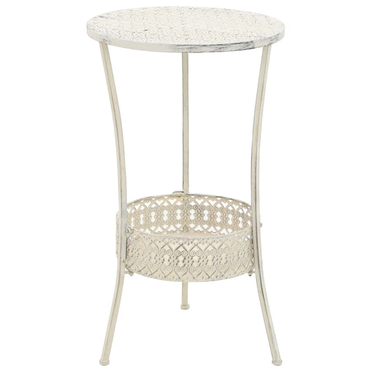 Bistrobord I Vintagestil Rund Metal 40 X 70 Cm Hvid