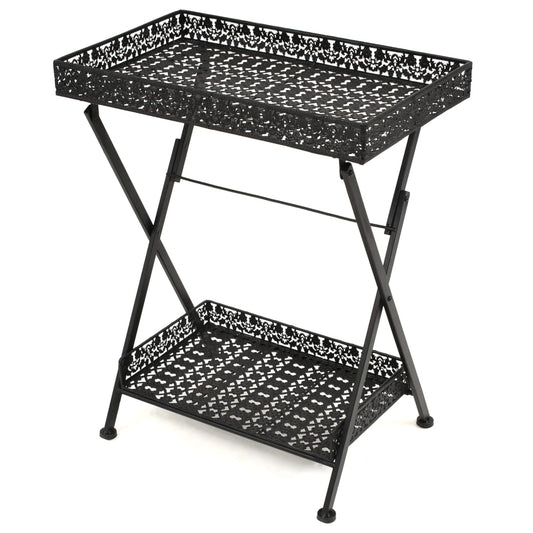 Foldbart Tebord Vintagestil Metal 58 X 35 X 72 Cm Sort