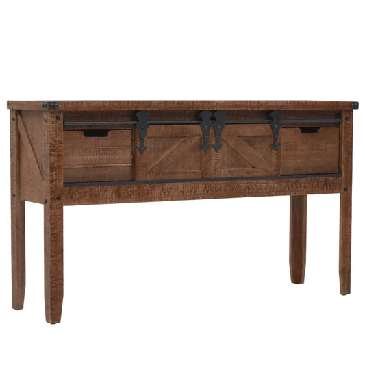 Konsolskab I Massivt Grantræ 131 X 35,5 X 75 Cm Brun