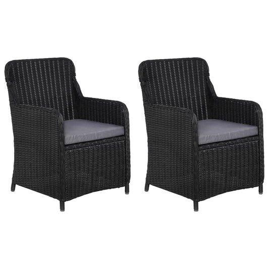 Udendørsstole Med Hynder 2 Stk. Polyrattan Sort