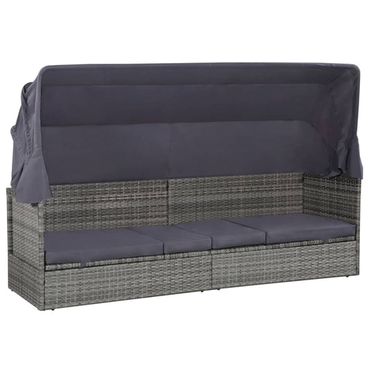 Solseng Med Baldakin Brun 205 X 62 Cm Polyrattan