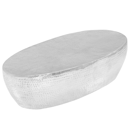 Sofabord 100 X 50 X 28 Cm Hamret Aluminium Sølvfarvet - Hovedbillede