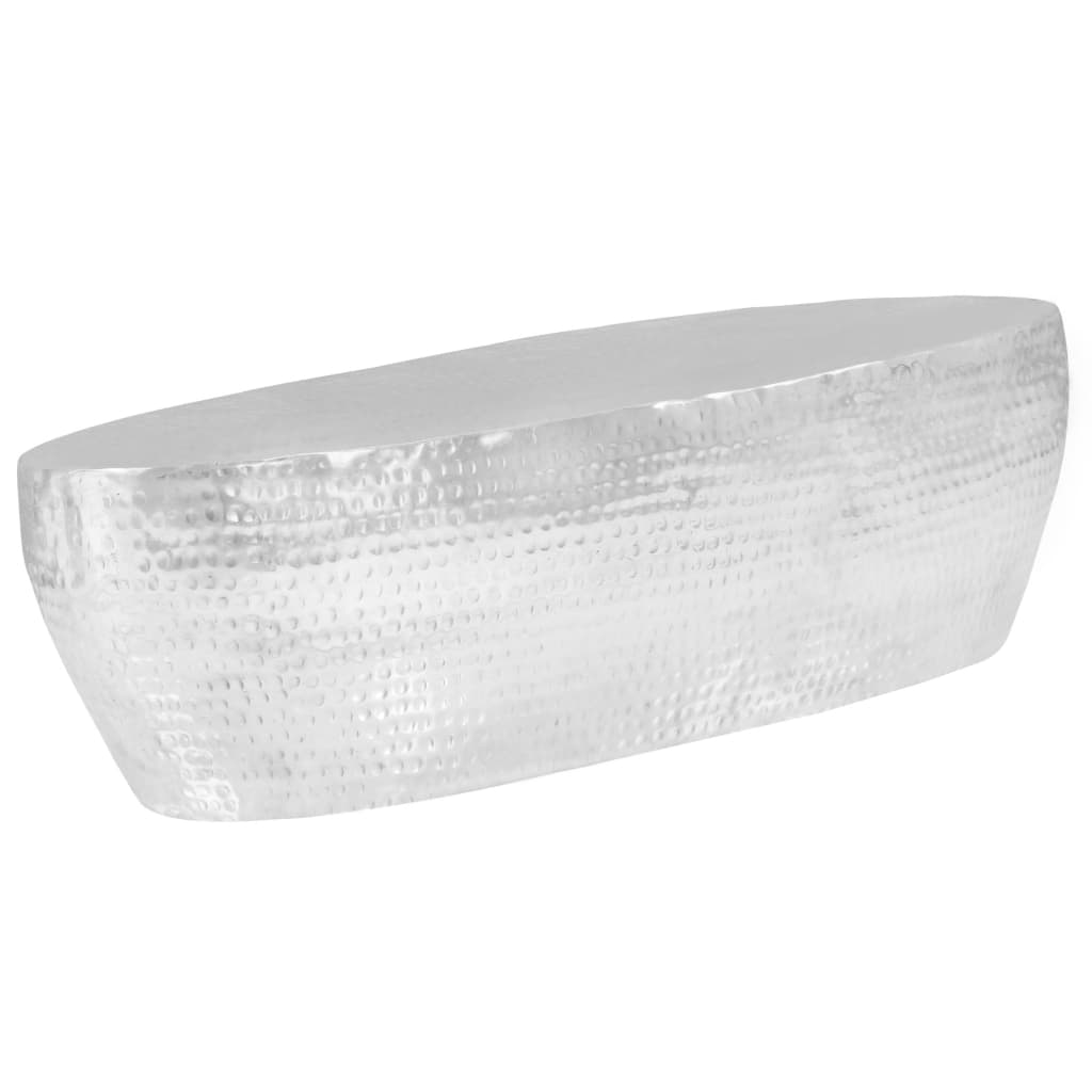 Sofabord 100 X 50 X 28 Cm Hamret Aluminium Sølvfarvet - Billede 3