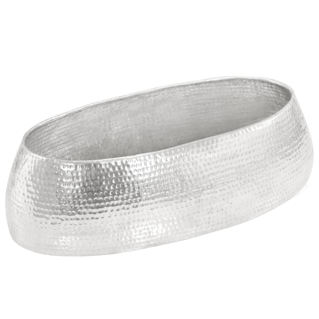 Sofabord 100 X 50 X 28 Cm Hamret Aluminium Sølvfarvet - Billede 4