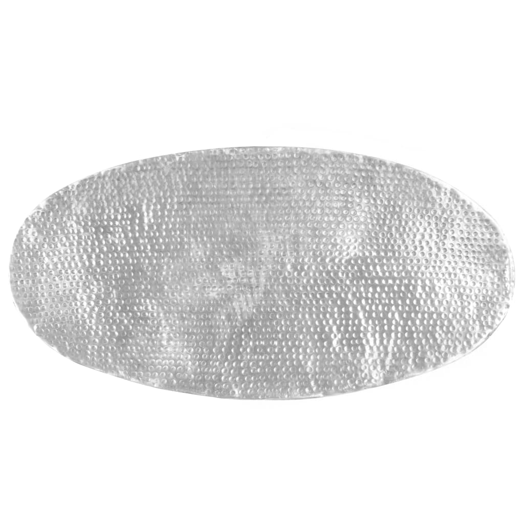 Sofabord 100 X 50 X 28 Cm Hamret Aluminium Sølvfarvet - Billede 5