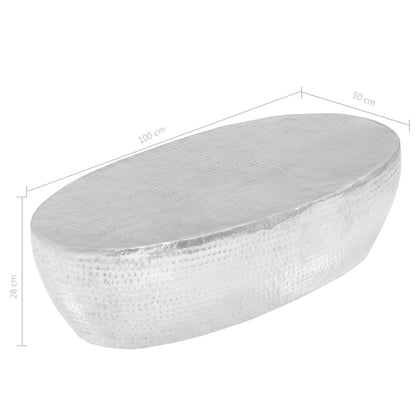 Sofabord 100 X 50 X 28 Cm Hamret Aluminium Sølvfarvet - Billede 8