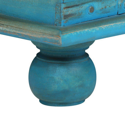 Opbevaringskiste 100x40x41 Cm Massivt Mangotræ Blå - Billede 9