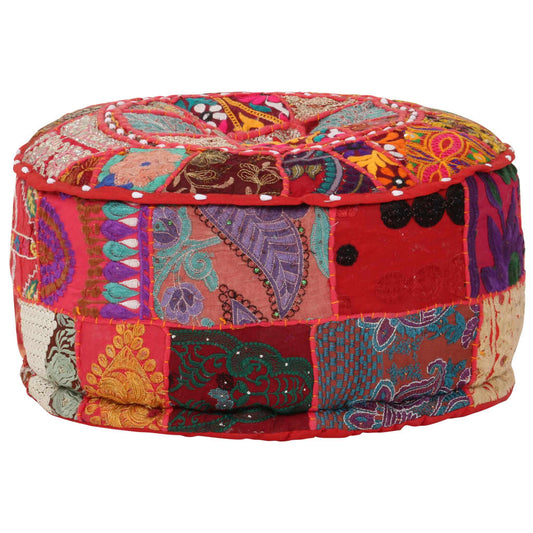 Puffe Med Patchwork Rund Bomuld Håndlavet 40 X 20 Cm