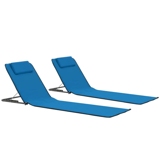 Foldbare Strandmåtter 2 Stk. Stål Og Stof