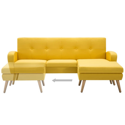 L-formet Sofa Stofbetræk 186 X 136 X 79 Cm Gul - Billede 6
