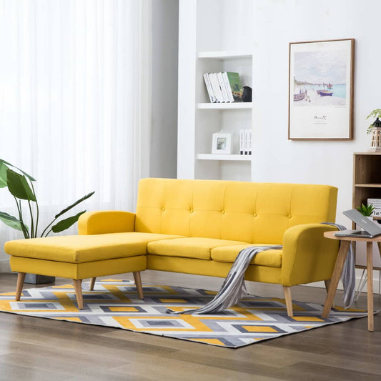 L-formet Sofa Stofbetræk 186 X 136 X 79 Cm Gul - Hovedbillede