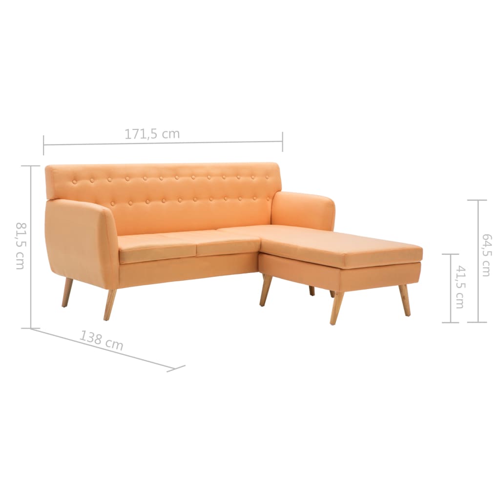 L-formet Sofa 171,5x138x81,5 Cm Stofbetræk Orange - Billede 10