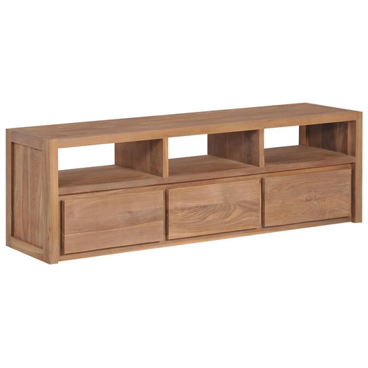 Tv-Skab I Massivt Teaktræ Med Naturlig Finish 120 X 30 X 40 Cm