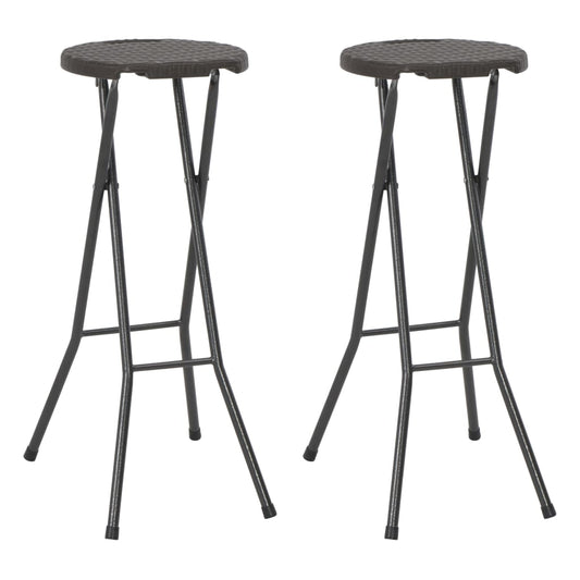 Foldbare Barstole 2 Stk. Hdpe Og Stål Rattanlook