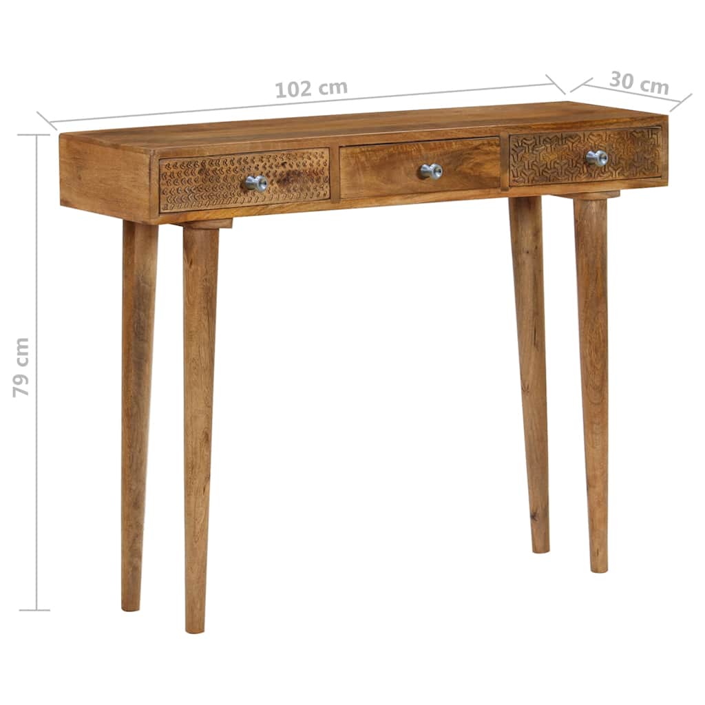 Konsolbord Massivt Mangotræ 102 X 30 X 79 Cm - Billede 8