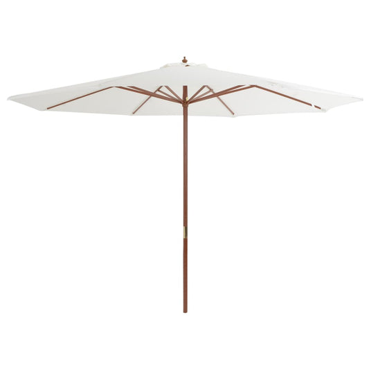 Udendørs Parasol Med Træstang 350 Cm Sandhvid
