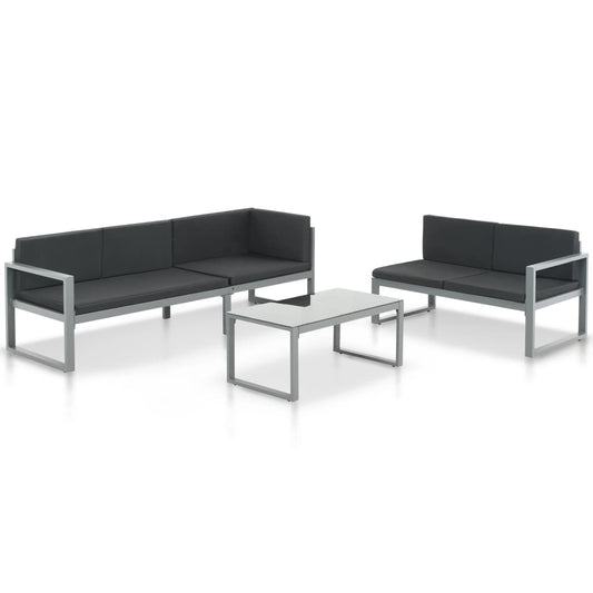 Loungesæt 3 Dele Med Hynder Aluminium Sort