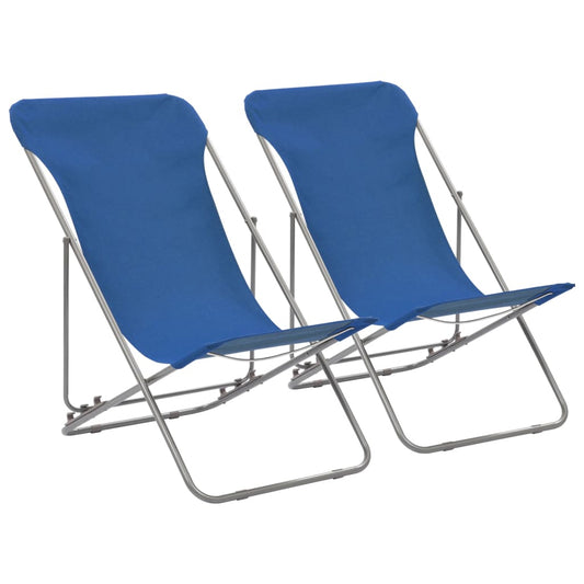 Foldbare Strandstole 2 Stk. Stål Og Oxfordstof
