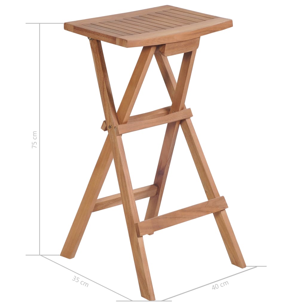 Foldbare Barstole 2 Stk. Massivt Teaktræ