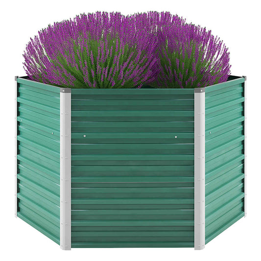 Forhøjet Plantekasse 129x129x77 Cm Galvaniseret Stål Grøn - Hovedbillede