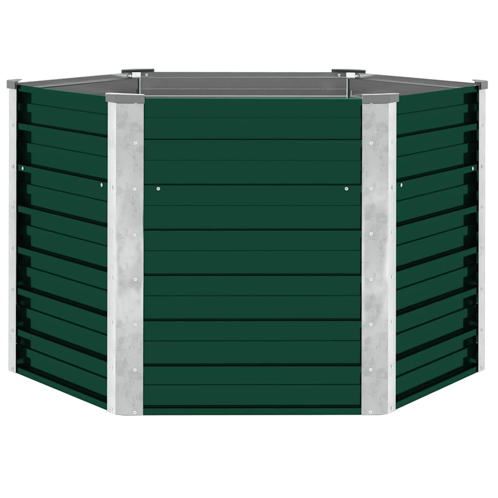 Forhøjet Plantekasse 129x129x77 Cm Galvaniseret Stål Grøn - Billede 2