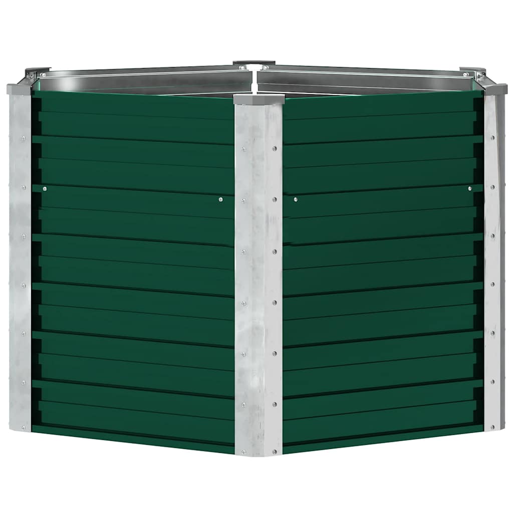 Forhøjet Plantekasse 129x129x77 Cm Galvaniseret Stål Grøn - Billede 5