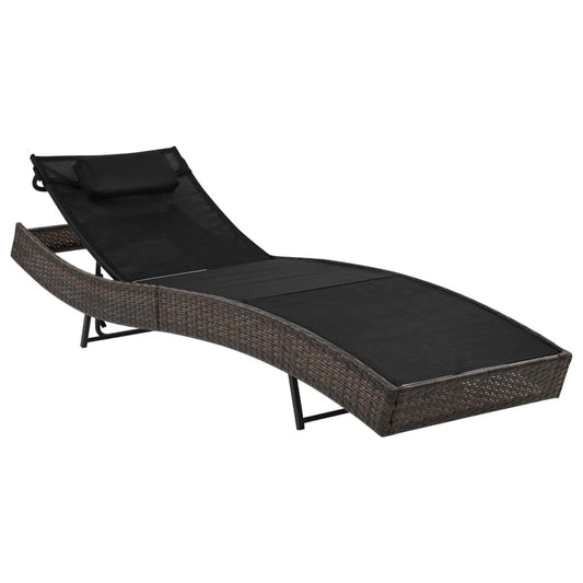 Liggestol Med Pude Polyrattan Brun