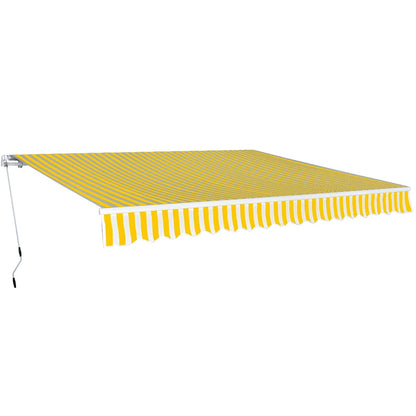 Manuel Markise 4 X 3 M Gul Og Hvidstribet 100% Polyester - Billede 4