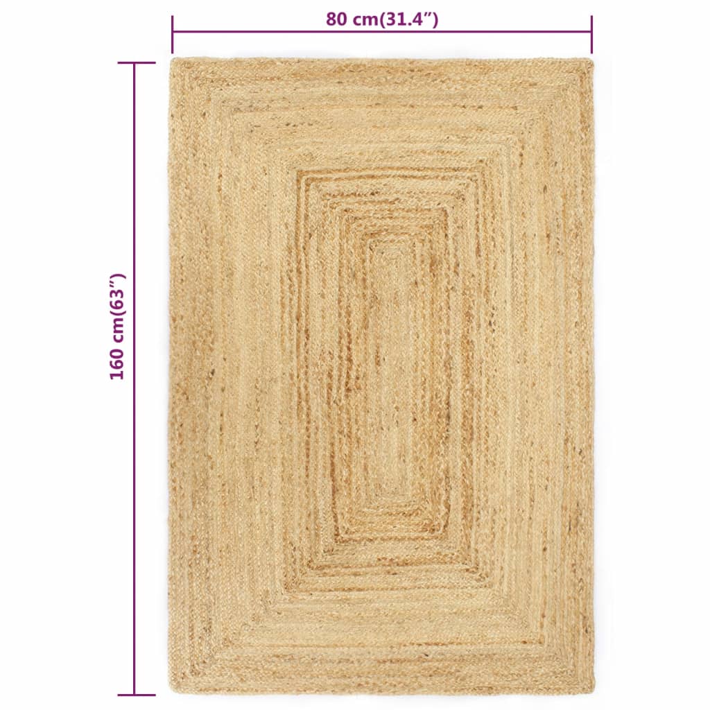 Håndlavet Tæppe Jute 80 X 160 Cm Naturfarvet - Billede 5