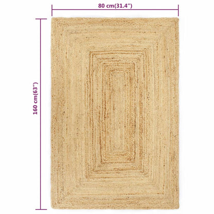 Håndlavet Tæppe Jute 80 X 160 Cm Naturfarvet - Billede 5