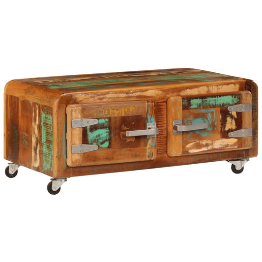 Sofabord 85X55X40 Cm Massivt Genbrugstræ Sort