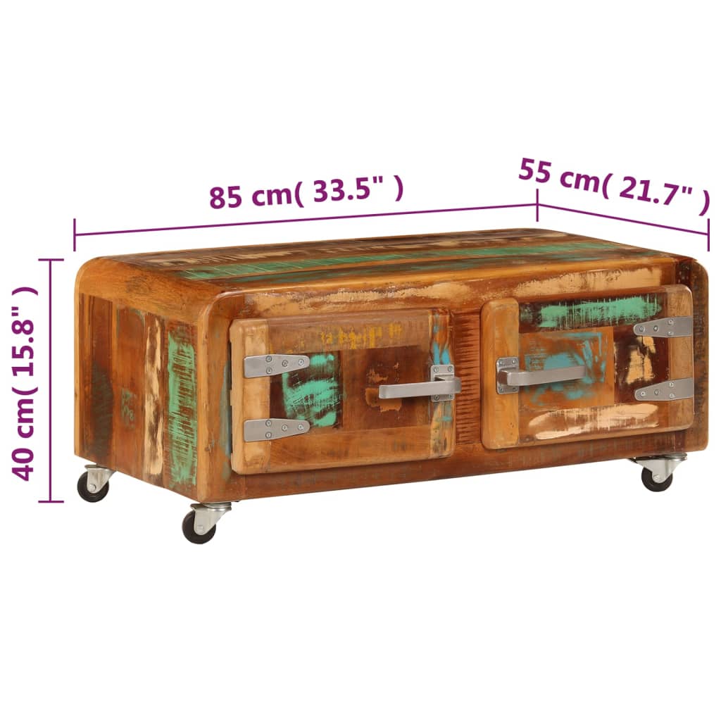 Sofabord 85x55x40 Cm Massivt Genbrugstræ - Billede 9