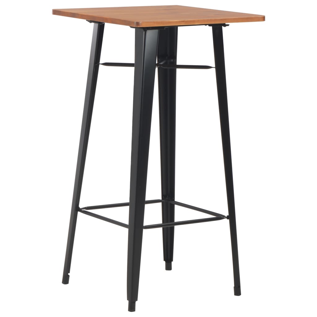Barbord 60X60X108 Cm Massivt Fyrretræ Og Stål Sort