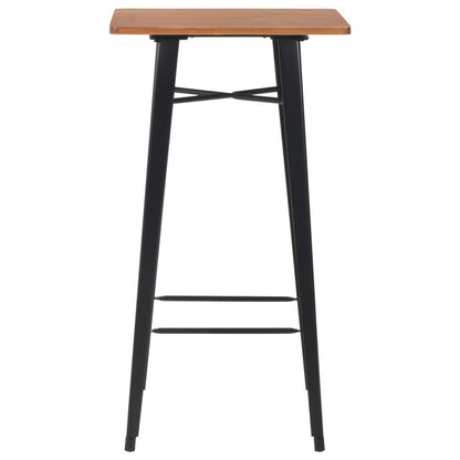 Barbord 60X60X108 Cm Massivt Fyrretræ Og Stål Sort