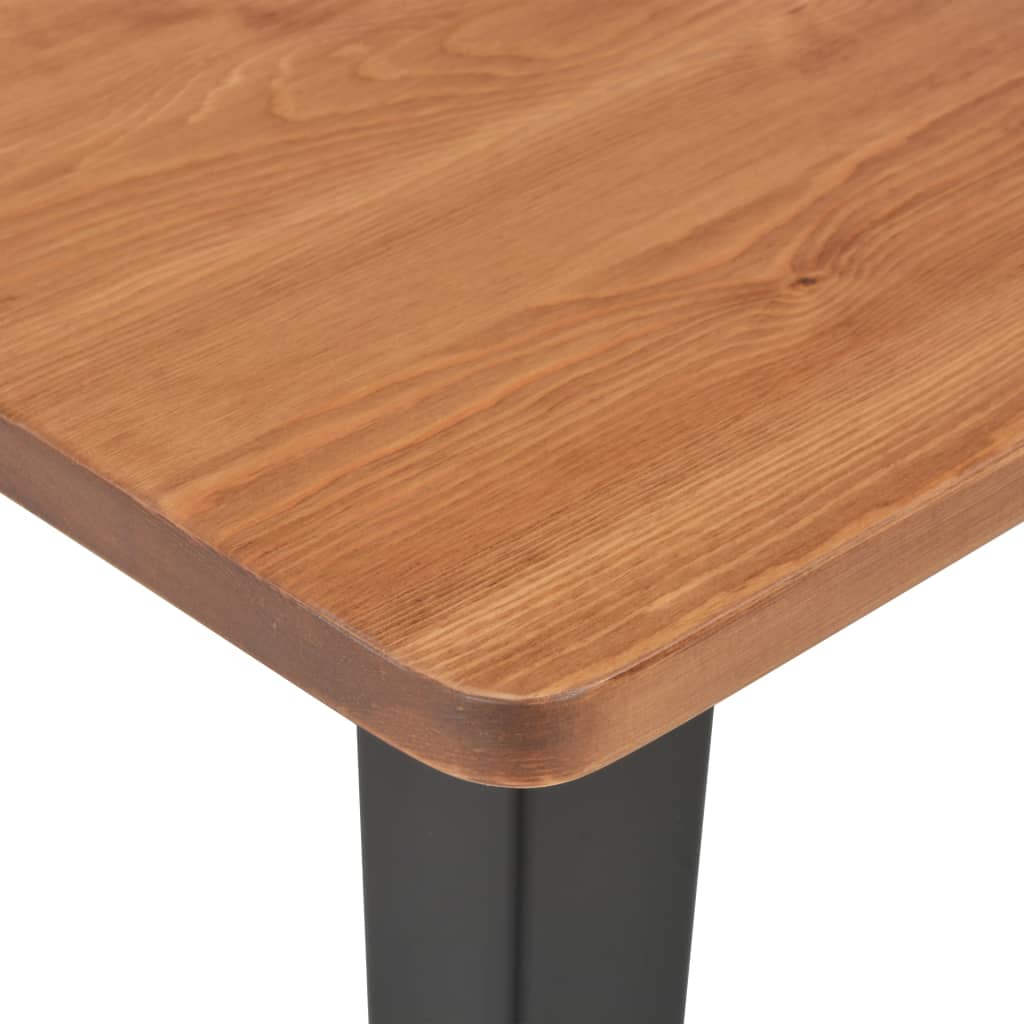 Barbord 60X60X108 Cm Massivt Fyrretræ Og Stål Sort