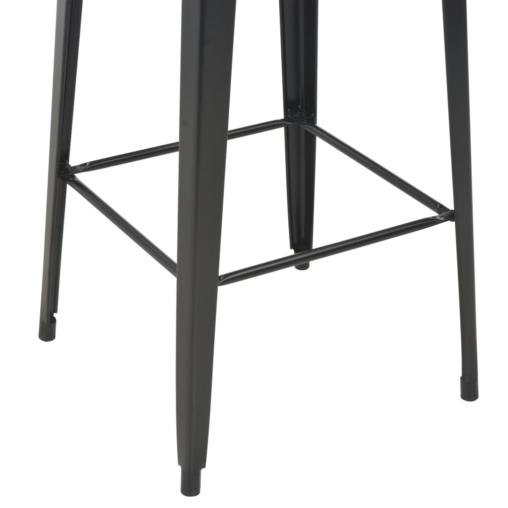 Barbord 60X60X108 Cm Massivt Fyrretræ Og Stål Sort