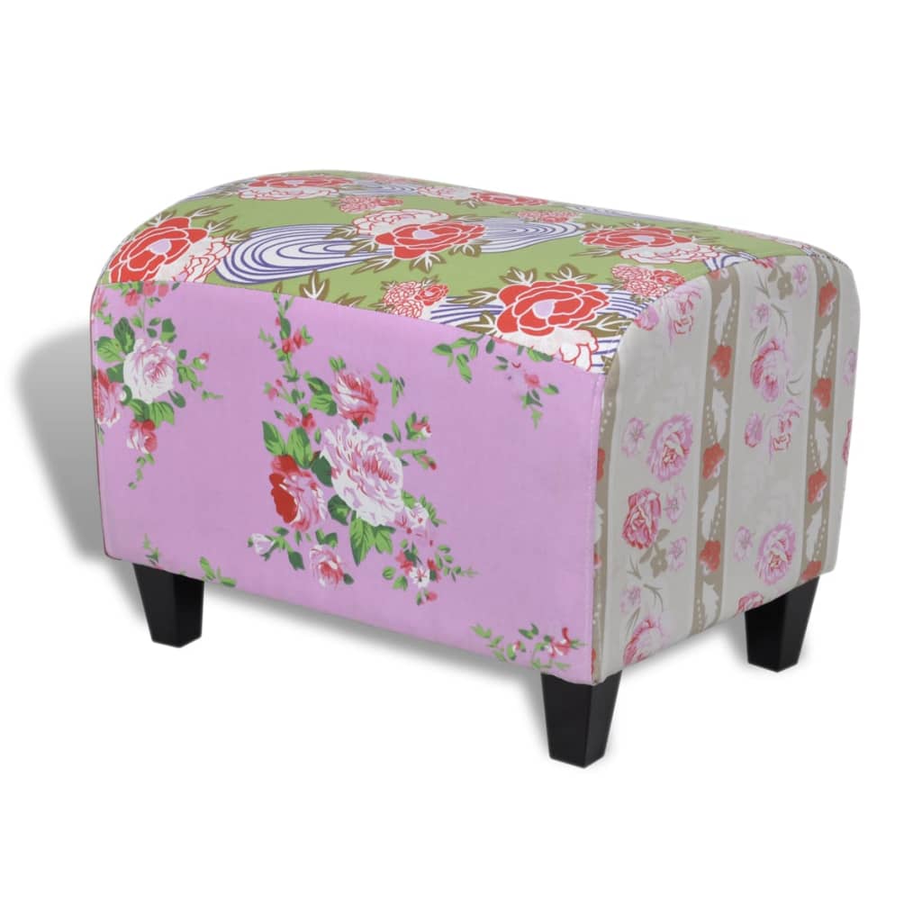 Patchwork Fodskammel I Blomsterdesign - Billede 2