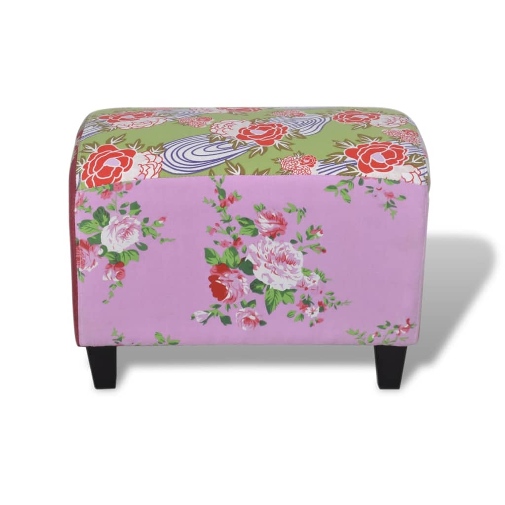 Patchwork Fodskammel I Blomsterdesign - Billede 3