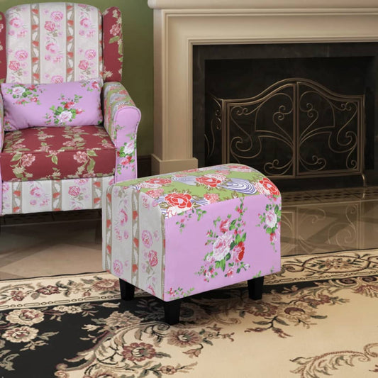 Patchwork Fodskammel I Blomsterdesign - Hovedbillede